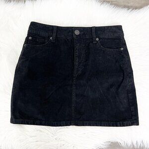American Eagle Black Corduroy Hi Rise Mini Skirt Super Stretch Womens 0